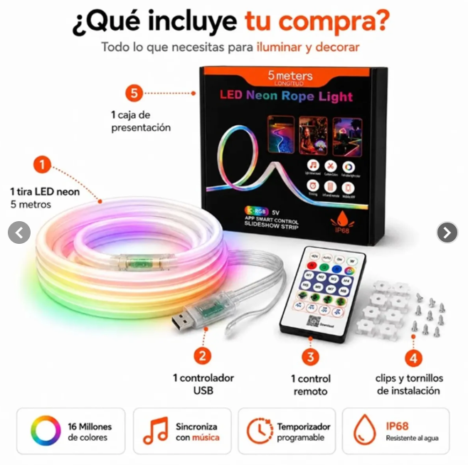 Cinta LED de Neón RGB Musical IP68